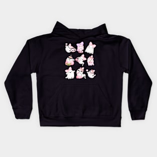 Pink ghost halloween Kids Hoodie